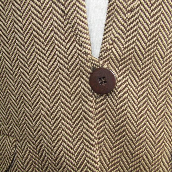 Vintage Giorgio Armani Le Collezioni Jacket Women 8 Brown Wool Herringbone Italy - Picture 4 of 10